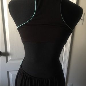Black cut out dress with aqua trim